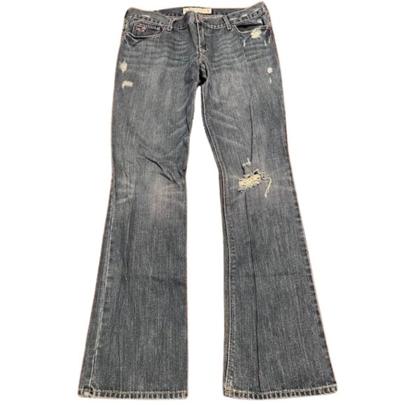 Hollister Distressed Ripped Relax Fit Bootcut Jeans - Picture 1 of 8
